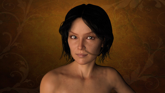 Обои картинки фото 3д графика, портрет , portraits, фон, взгляд, девушка