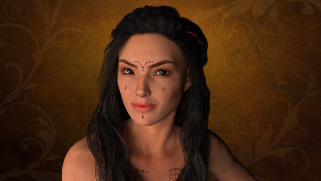 Обои картинки фото 3д графика, портрет , portraits, фон, взгляд, девушка