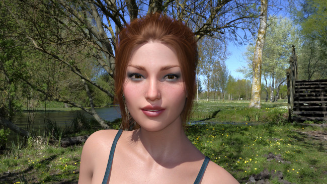 Обои картинки фото 3д графика, портрет , portraits, взгляд, фон, девушка