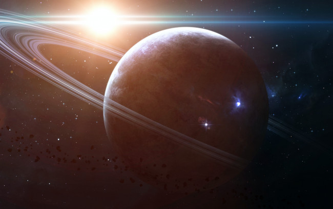 Обои картинки фото космос, арт, звезды, галактики, планета, вселенная