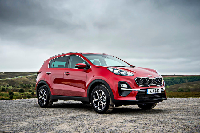 Обои картинки фото 2019 kia sportage, автомобили, kia, вид, спереди, внешность, кроссовер, красный, новый, корейские