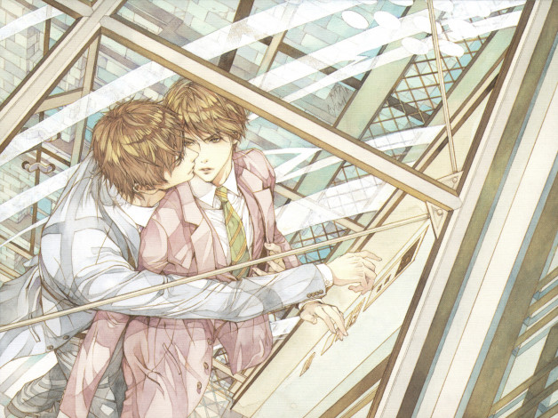 Обои картинки фото аниме, unknown,  другое , парни, лифт