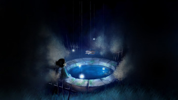 Картинка 295325 рисованное люди девочка трава самолет вода