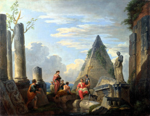 Картинка giovanni+paolo+pannini рисованное живопись город люди развалины