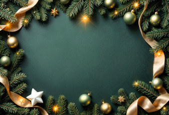 Картинка праздничные украшения ёлки ветки лента