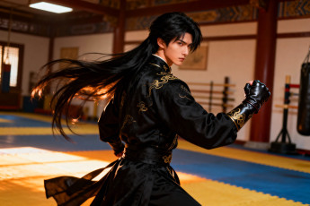 Картинка 3д+графика люди+ people парень костюм перчатки зал