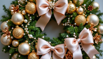 Картинка автор+wp+stl 3д+графика праздники+ holidays рождественский венок банты шарики