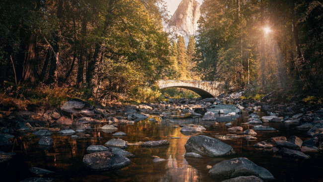 Обои картинки фото yosemite national park, pohono bridge, california, города, - мосты, yosemite, national, park, pohono, bridge
