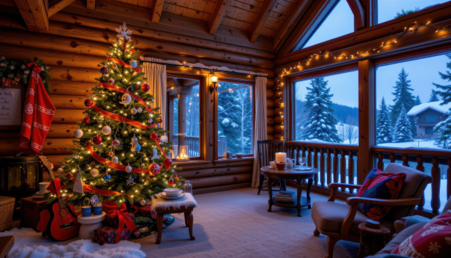 Обои картинки фото автор wp stl, 3д графика, праздники , holidays, терраса, елка, гирлянда, подарки