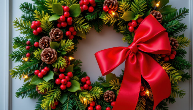 Обои картинки фото автор wp stl, 3д графика, праздники , holidays, рождественский, венок, бант