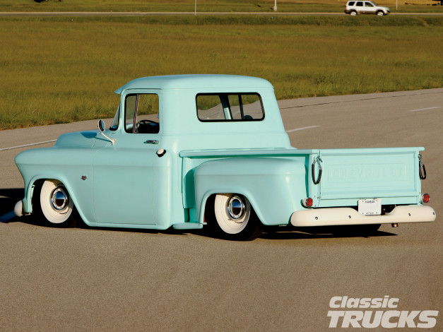 Обои картинки фото 1956, chevy, pickup, автомобили, custom, pick, up