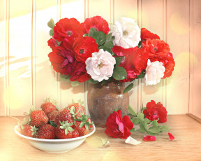 Картинка еда натюрморт розы ягоды