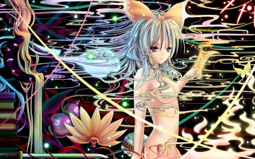 Картинка аниме touhou глаза меч девушка демоны цветы