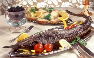 Картинка еда рыбные блюда морепродуктами икра рыба томаты помидоры