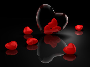 Картинка 3д графика romance сердечки отражение