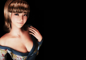 Картинка 3д графика people люди декольте девушка girl азиатка