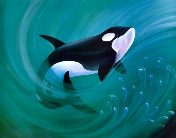 Обои картинки фото рисованные, douglas, jessup, воды, океана, косатка, w, , кувшин, алексей, антонов, натюрморт, розы, бокал