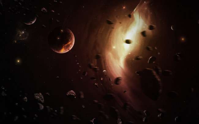 Обои картинки фото космос, арт, планета, взрыв