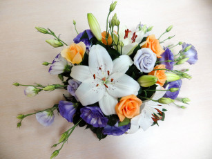 Картинка цветы букеты +композиции букет розы эустома лилии