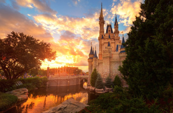 Картинка города диснейленд закат замок