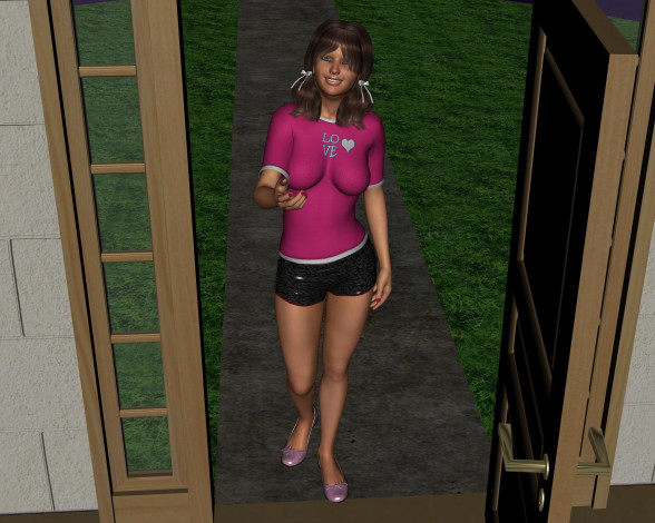 Обои картинки фото 3д графика, people , люди, дверь, девушка