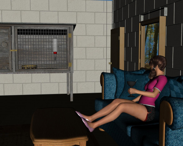 Обои картинки фото 3д графика, people , люди, диван, девушка