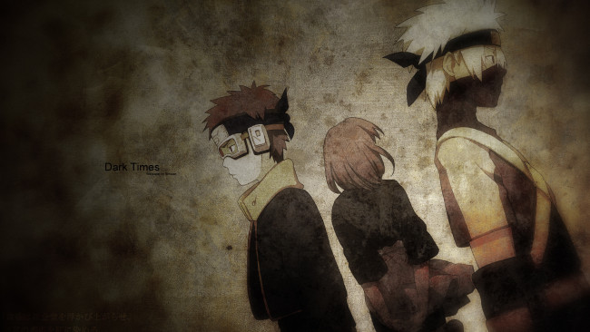 Обои картинки фото аниме, naruto, rin, uchiha, obito, короткие, волосы, девушка, hatake, kakashi