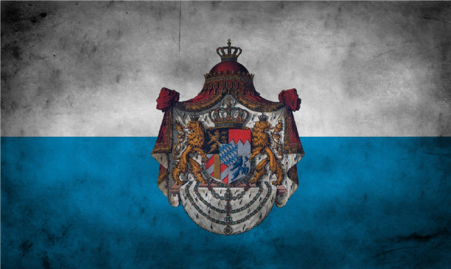 Обои картинки фото разное, флаги,  гербы, флаг, бавария, мантия, герб, львы, корона, двухцветный