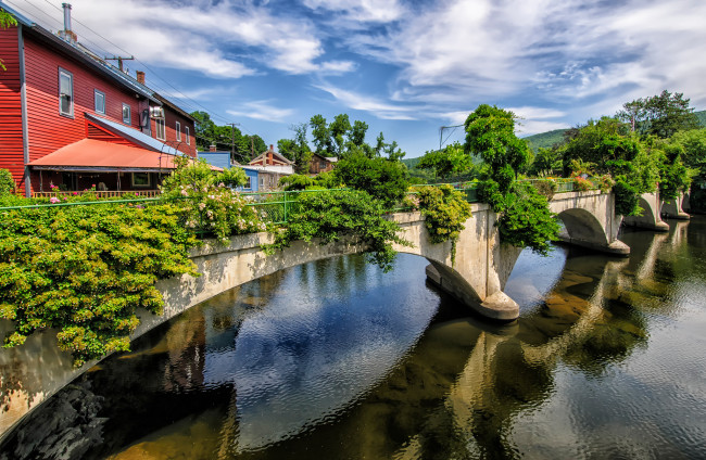 Обои картинки фото bridge of flowers, города, - мосты, цветы, растения, мост, река