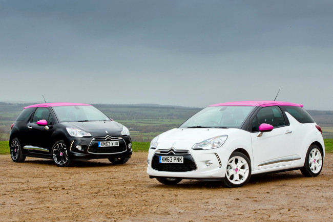 Обои картинки фото 2014 citroen ds3 pink, автомобили, citroen, черный, побережье, белый, pink, ds3