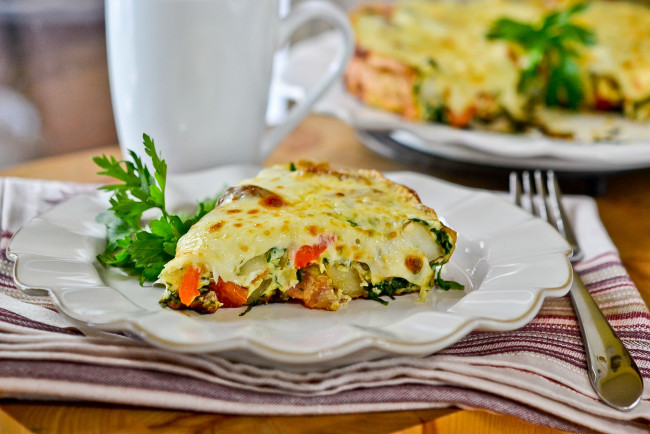 Обои картинки фото bacon and potato frittata, еда, Яичные блюда, омлет, фриттата