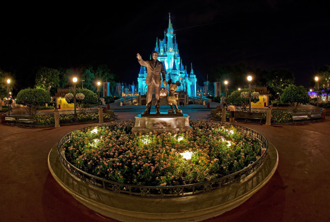 Обои картинки фото города, диснейленд, парки, ночь, hdr, дизайн, анахайм, сша, калифорния