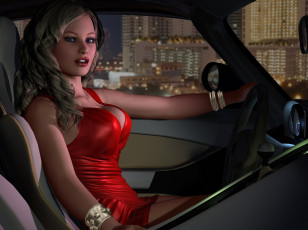 Картинка 3д+графика люди+ people девушка взгляд фон автомобиль