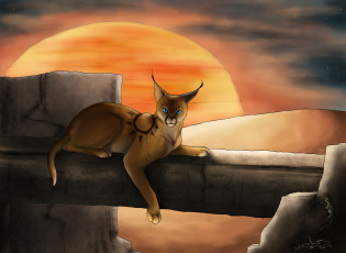 обоя рисованное, животные,  рыси, рысь, взгляд