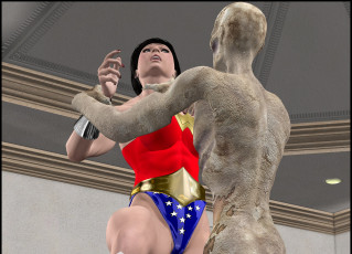 Картинка lordsnot 3д+графика фантазия+ fantasy девушка взгляд фон супермен существо