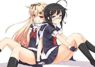 Картинка аниме kantai+collection арт девушки смущение kuronagi yuudachi kancolle kantai collection shigure