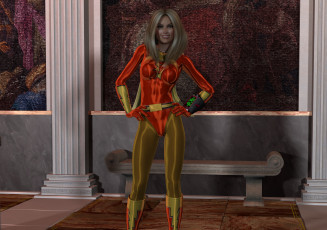 Картинка 3д+графика люди+ people девушка взгляд фон улыбка скамейка