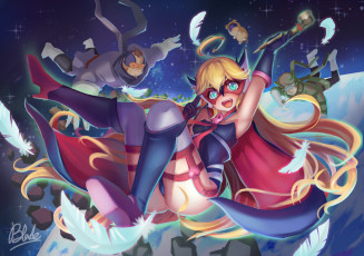 Картинка yoru+no+yatterman аниме unknown +другое парни камни doronjo курительная трубка tonzura qblade взгляд yatterman перья boyakki маска девушка арт