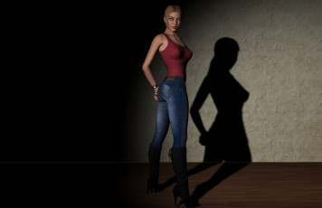 Картинка 3д+графика люди+ people девушка взгляд фон