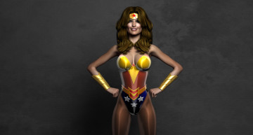 Картинка 3д+графика люди+ people девушка взгляд фон рыжая улыбка