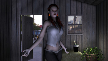 Картинка 3д+графика люди+ people взгляд фон девушка