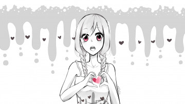 Картинка аниме день+святого+валентина kiimiro сердечки взгляд арт девушка val