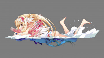 Картинка аниме животные +существа эльф круг девушка фон