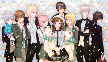 Картинка аниме unknown +другое парни арт букет мягкие игрушки медведи люди rukiana узоры девушка