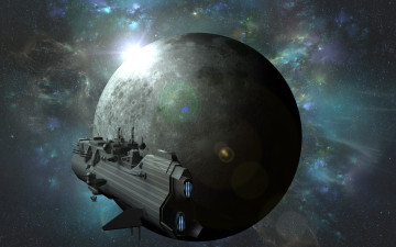 Картинка космос арт планета космический корабль звезды вселенная