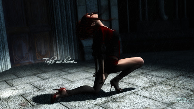 Обои картинки фото 3д графика, люди , people, девушка, взгляд, фон, рыжая