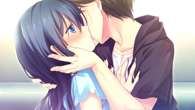 Обои картинки фото аниме, kimi no tonari de koishiteru, hoshino, nagisa, kimi, no, tonari, de, koishiteru, девушка, парень, поцелуй, пара, motomiya, mitsuki