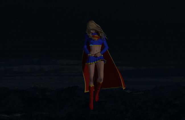Обои картинки фото supergirl, 3д графика, фантазия , fantasy, взгляд, супермен, девушка, фон