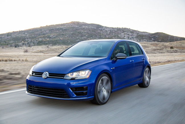Обои картинки фото автомобили, volkswagen, синий, us-spec, golf, r, 2015г