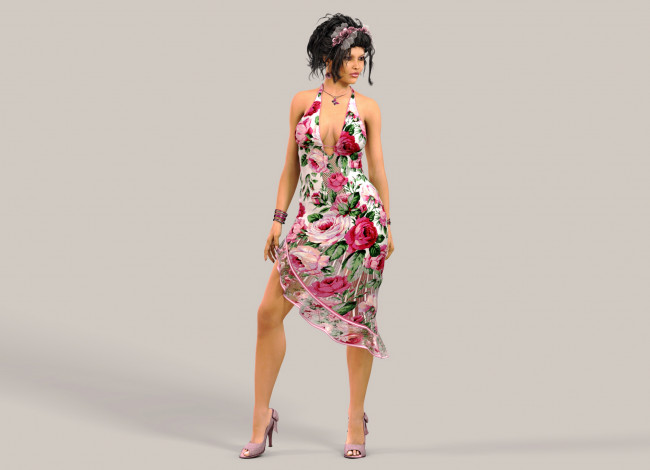 Обои картинки фото 3д графика, люди , people, девушка, взгляд, фон